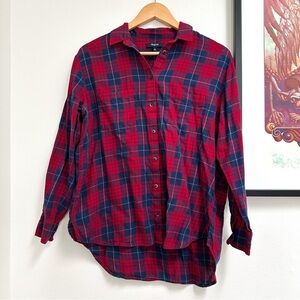 Madewell Oversized Boyfriend Shirt in Edina Plaid Size Small